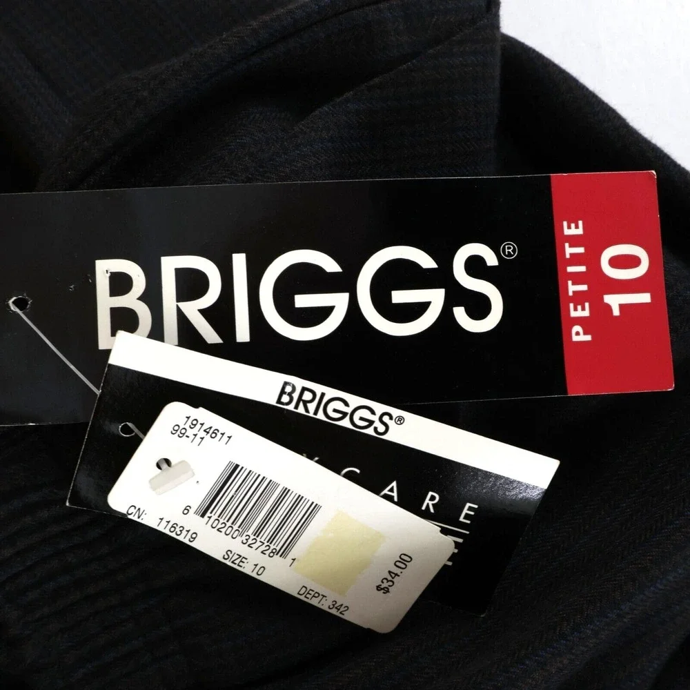 Briggs Pants Womens Size 10P Dark Blue Geometric High Rise Stretch Waist NWT $34